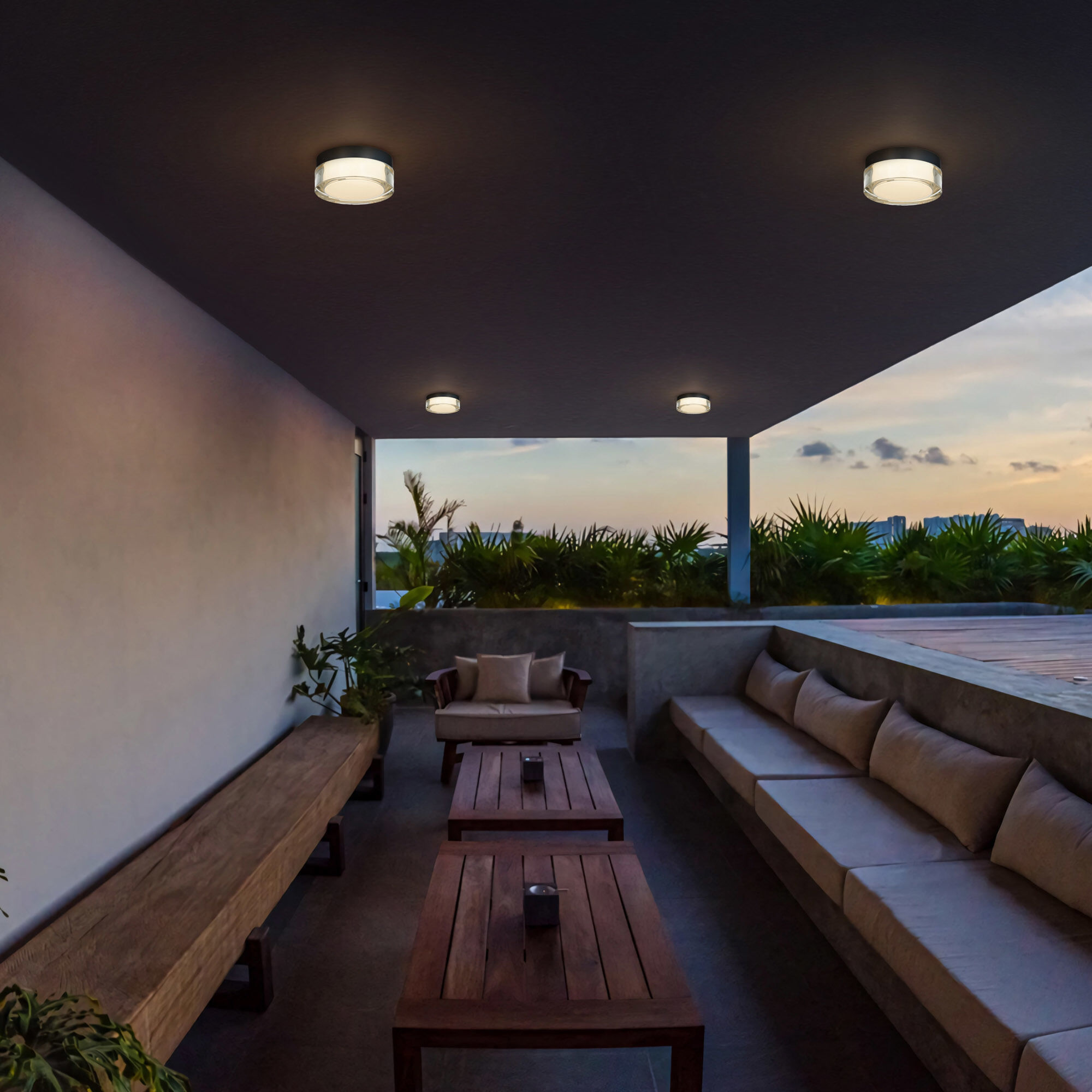 Sunspot LED 6 inch Sand Black Outdoor Flush Mount